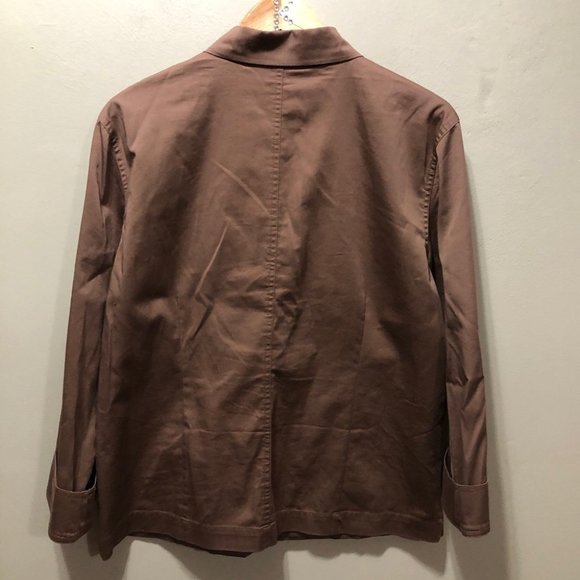 {Chico’s} Chocolate Brown Cotton Utility Jacket - Picture 4 of 9
